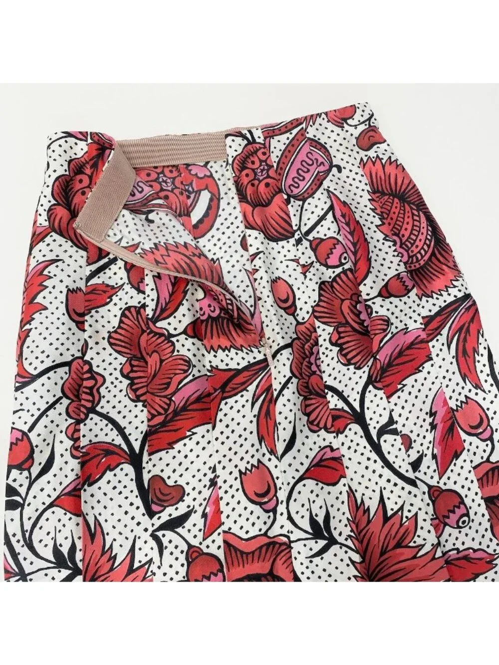 Gucci Floral Pleated Long Skirt Retro Modern All Over Print Rosso Red Silk